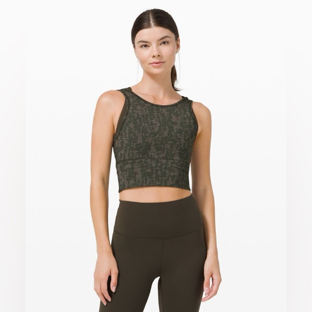 Lululemon. Power Pivot Tank Tough. Green Camo. Size 6.